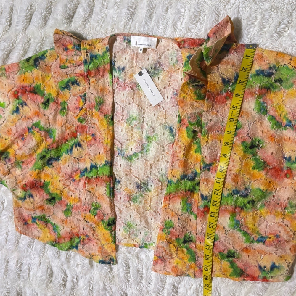 NWT ANTHROPOLOGIE Women’s Cropped Floral Lace Open Shrug - Picture 11 of 13